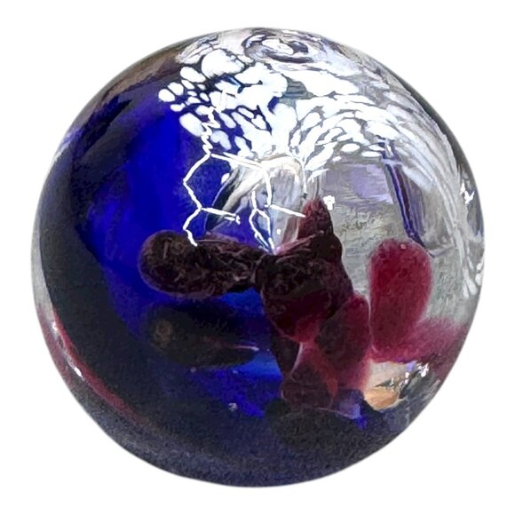 Art Glass Abstract Ocean Wave Nautical Handmade Jerpoint Studio Paperweight - Picture 7 of 7